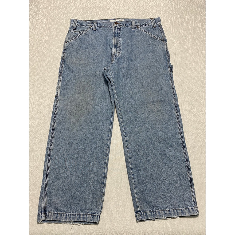 Levi Strauss Signature Carpenter Jeans Light Wash Denim Mens Size 40x29 Wide Leg